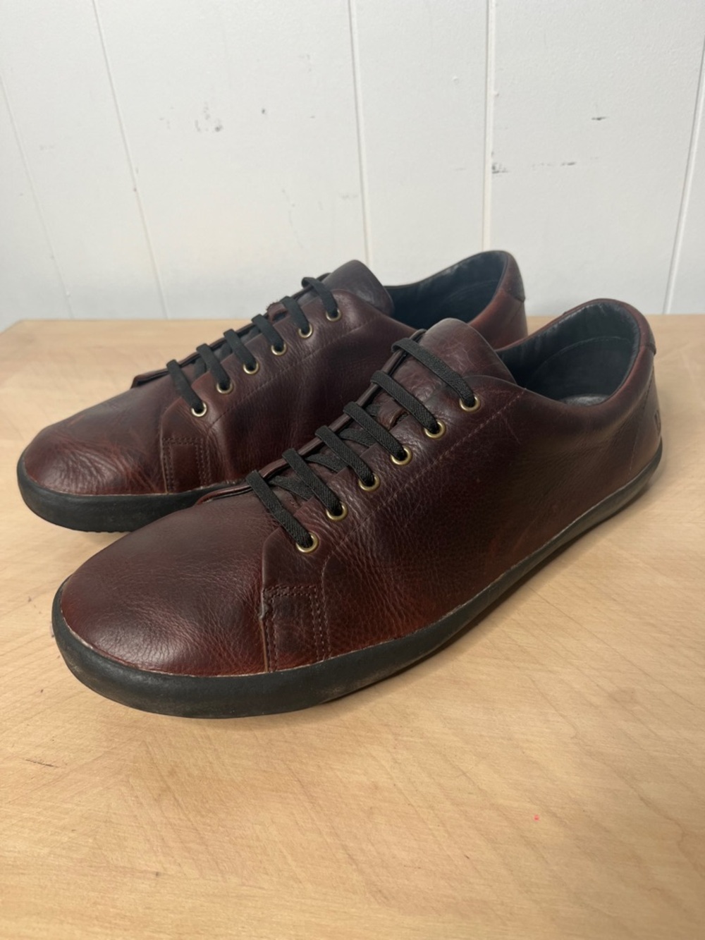 Birchbury Bramford Men's Casual Leather Sneakers Dark Brown Size 13 Minimalist